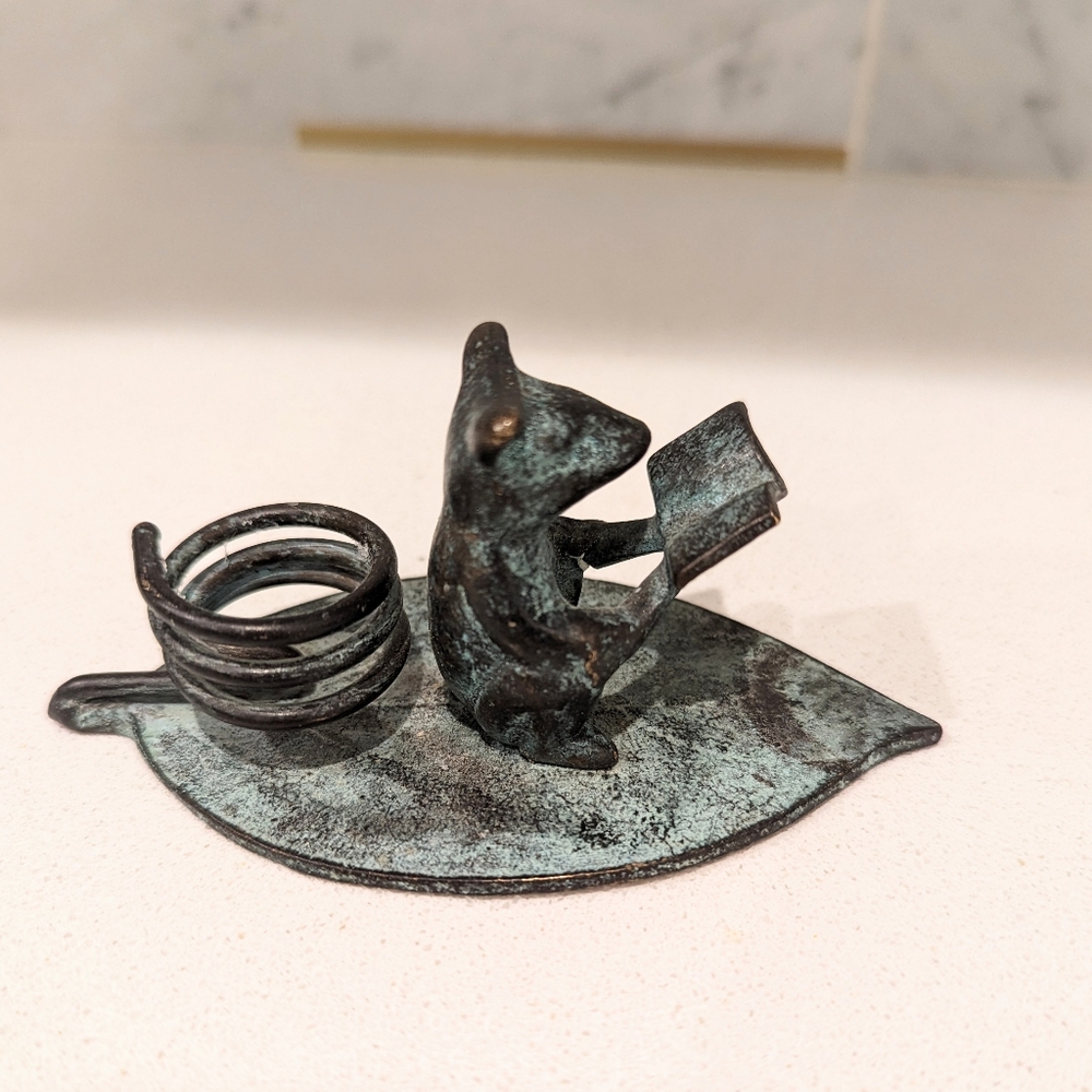 Vintage patina brass candle holder